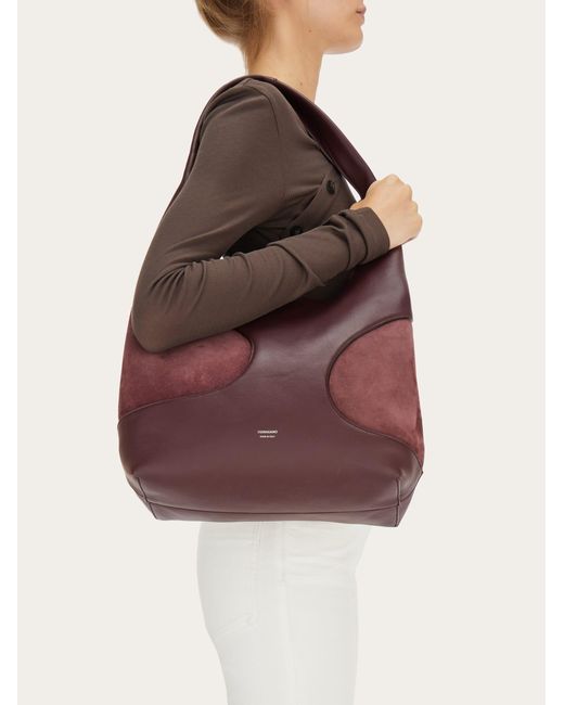 Ferragamo Purple Hobo Bag With Cut-out Detailing