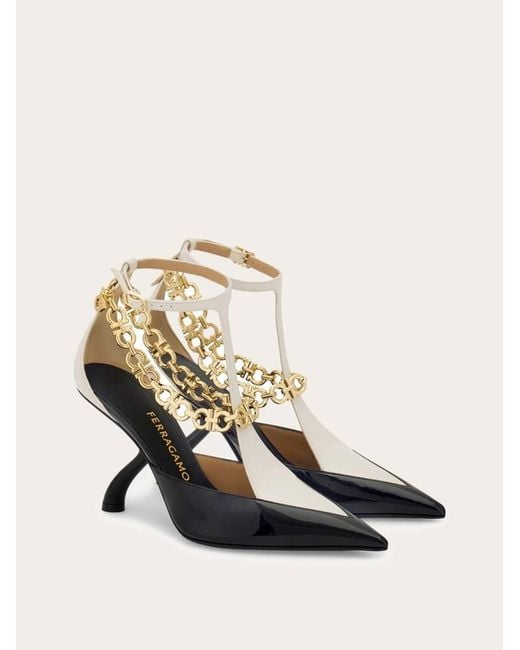 Ferragamo Natural S-Shaped Heel Pump With Gancini Chain .5