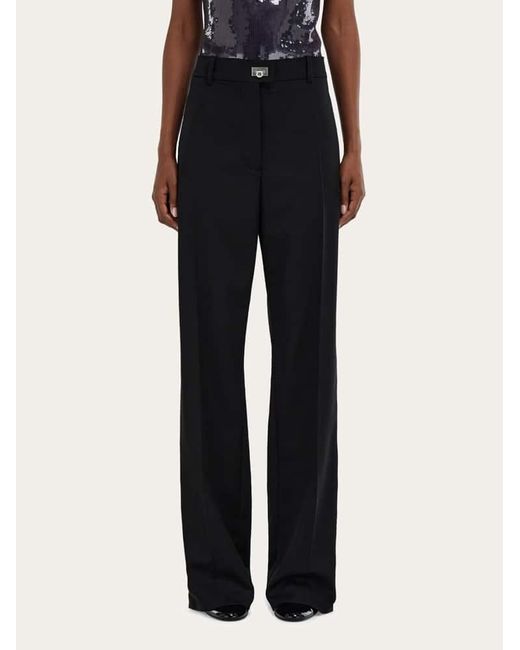 Ferragamo Black Cashmere Blend Tailored Trouser