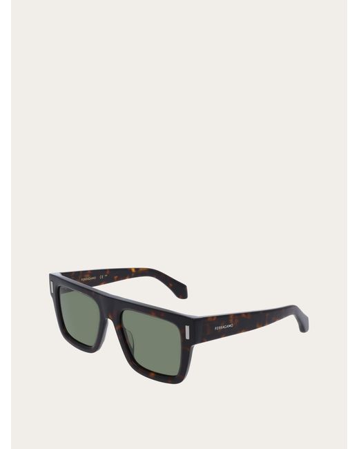 Ferragamo Green Rectangular Frame Sunglasses for men