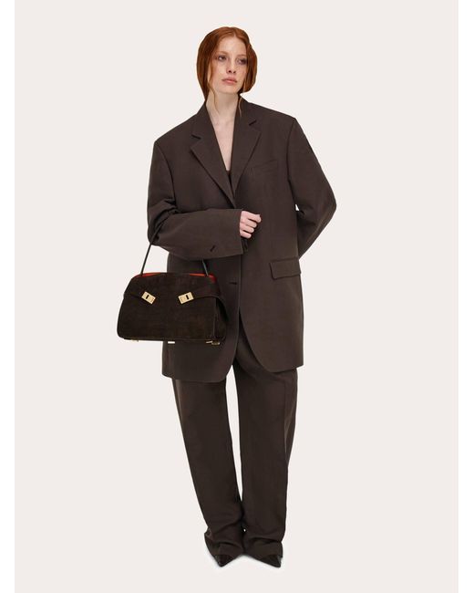 Ferragamo Black Hug Soft Shoulder Bag (M)