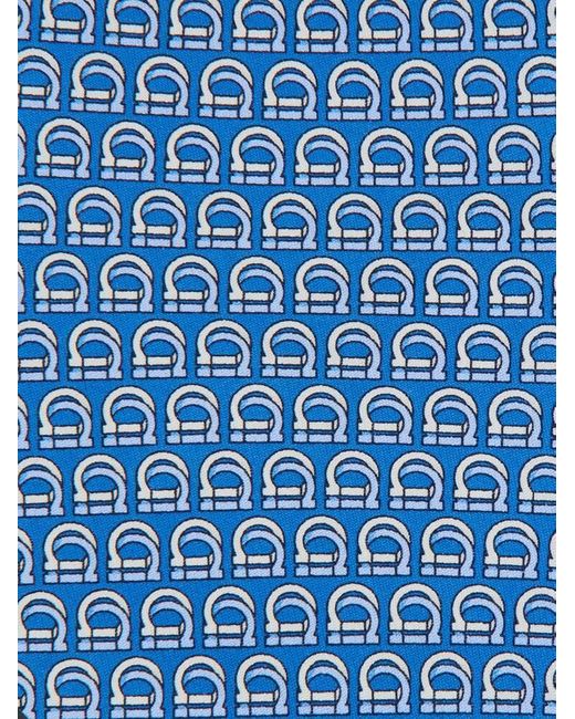 Hommes Cravate En Soie Imprimé Gancini Entrelacés Bleu Ferragamo pour homme en coloris Blue