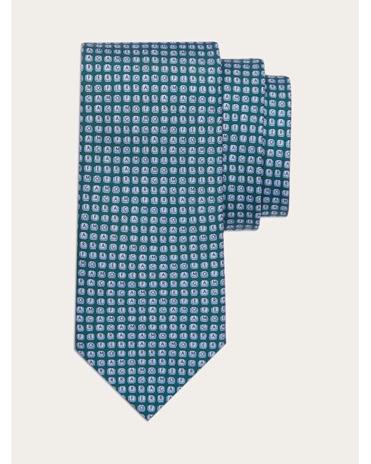 Ferragamo Blue Key Print Silk Tie for men