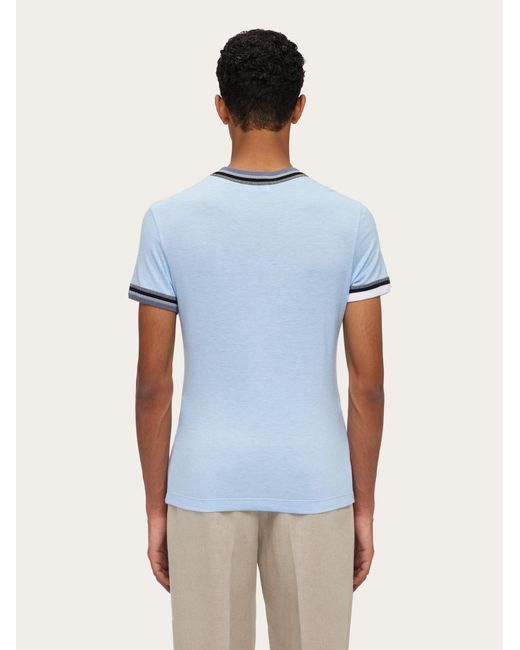 Ferragamo Blue T-shirt With Color Block Trims for men