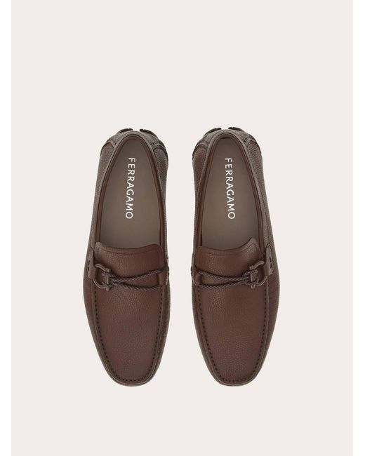 Ferragamo Brown Driver With Gancini Ornament for men