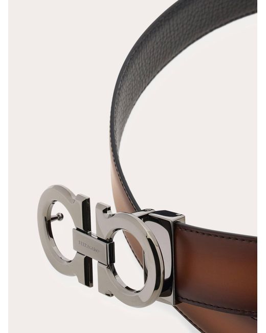 Ferragamo White Reversible And Adjustable Belt With Rectangular Buckle for men