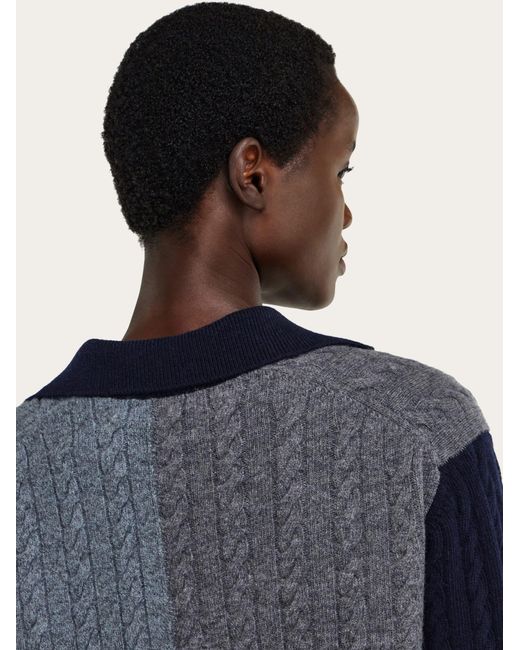 Ferragamo Blue Cable Knit