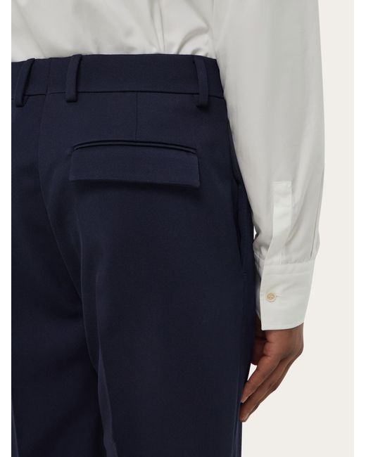 Ferragamo Blue Wide Leg Chevron Trouser for men