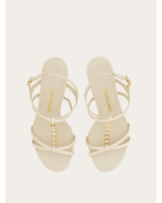 Ferragamo Natural Vara Chain T-Strap Sandal