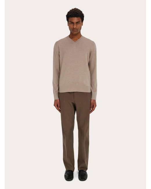 Ferragamo Gray Knitted V-Neck Sweater for men