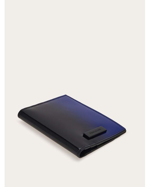 Ferragamo Blue Dual Tone Credit Card Holder for men
