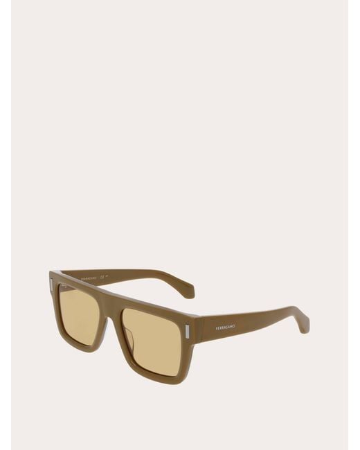Ferragamo Natural Rectangular Frame Sunglasses for men
