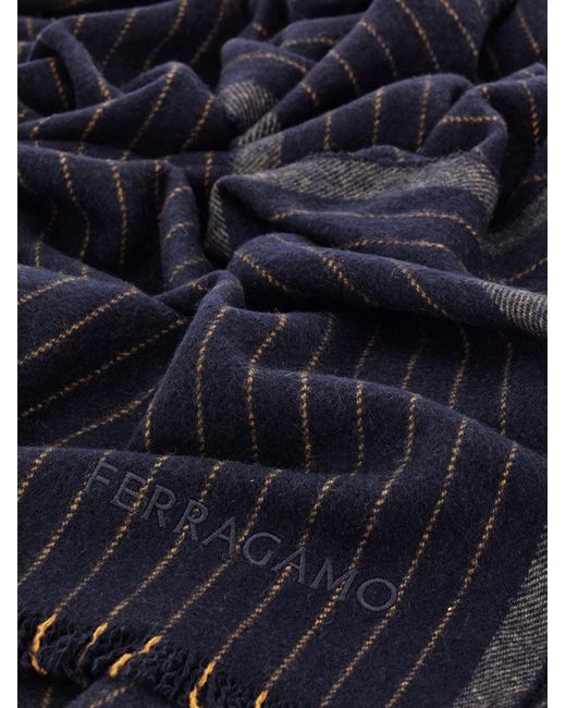 Ferragamo Blue Cashmere Scarf for men