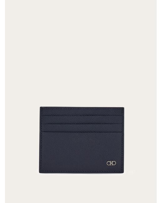 Ferragamo Blue Gancini Credit Card Holder for men