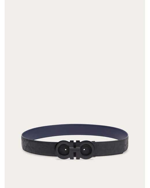 Ferragamo White Reversible And Adjustable Gancini Belt for men