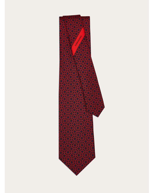 Ferragamo Red Men Totem Print Silk Tie for men