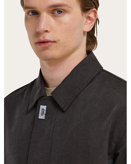 Ferragamo Black Washed Canvas Blouson for men