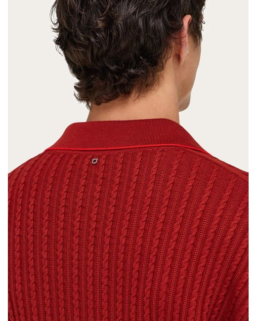 Ferragamo Red Knitted Polo Top for men