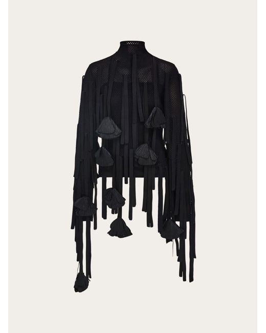 Mujer Jersey De Con Flores Negro Ferragamo de color Black