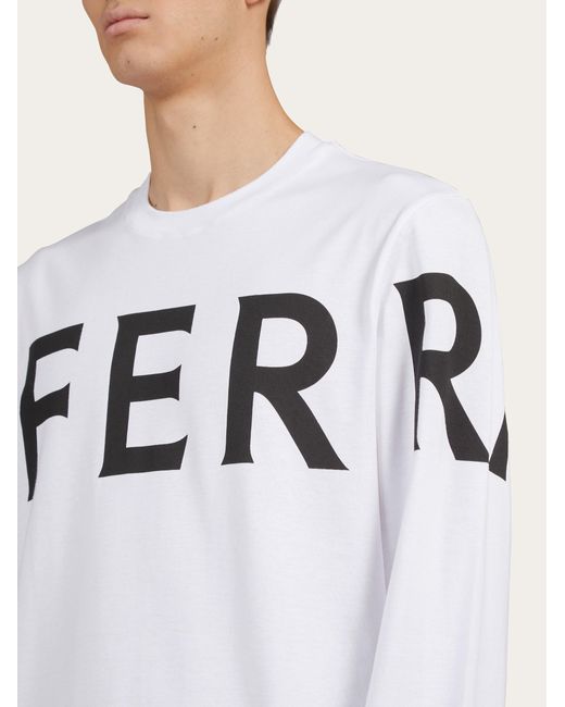 Ferragamo White Long Sleeved T-shirt With Graphic Logo for men