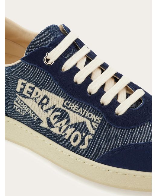 Ferragamo Blue Low Top Sneaker With Logo