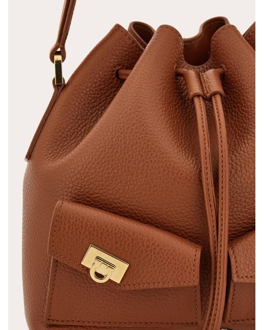 Ferragamo Brown Multipocket Bucket Bag