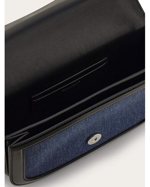 Ferragamo Blue Double Gancini Crossbody Bag (Xs)