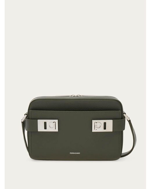Ferragamo Green Hug Buckle Messenger Bag for men