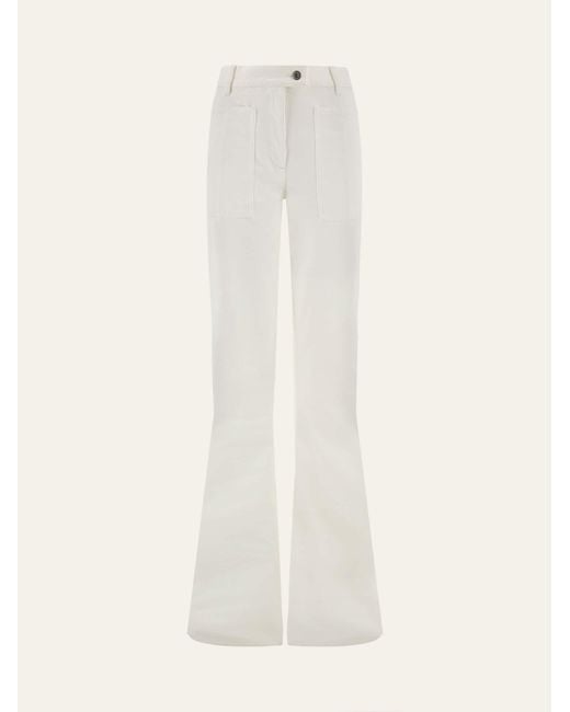 Ferragamo White Five Pocket Trouser