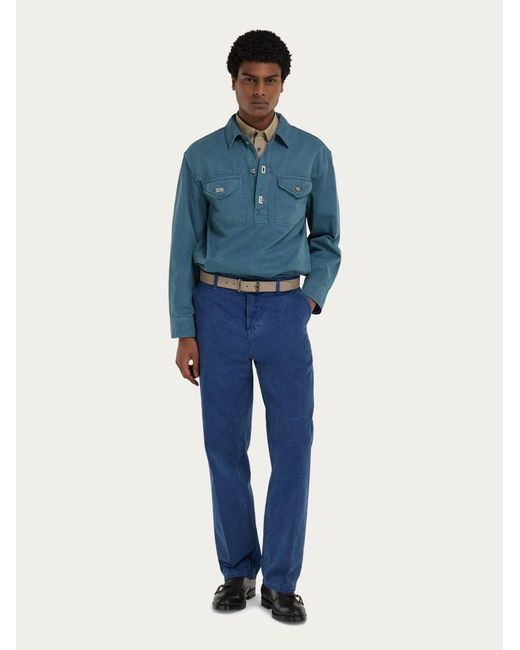 Ferragamo Blue Workwear Shirt for men