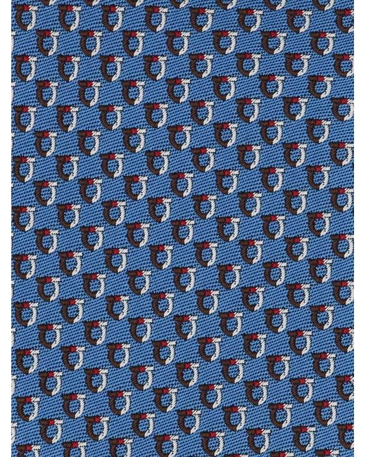 Ferragamo Blue Bicolor Gancini Jacquard Tie for men