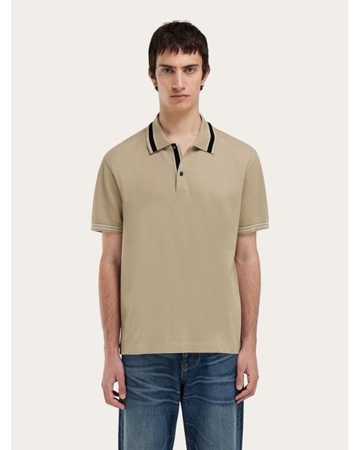 Ferragamo Natural Short Sleeve Polo Shirt for men