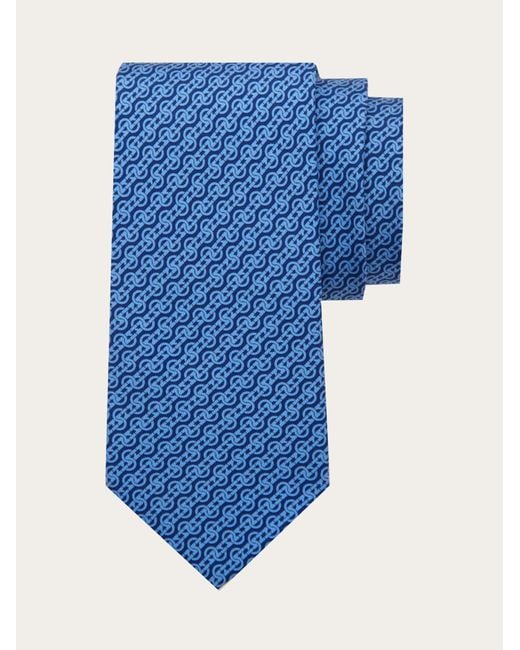 Ferragamo Blue Woven Print Silk Tie for men
