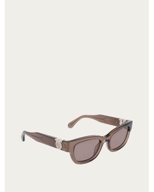 Ferragamo Natural Rectangular Frame Sunglasses