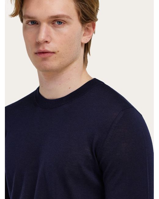 Ferragamo Blue Crew Neck Pullover for men
