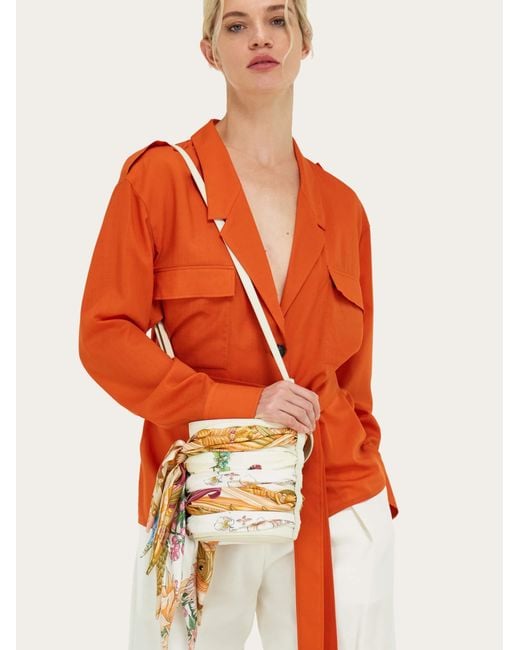 Ferragamo Natural Mini Bucket Bag With Foulard