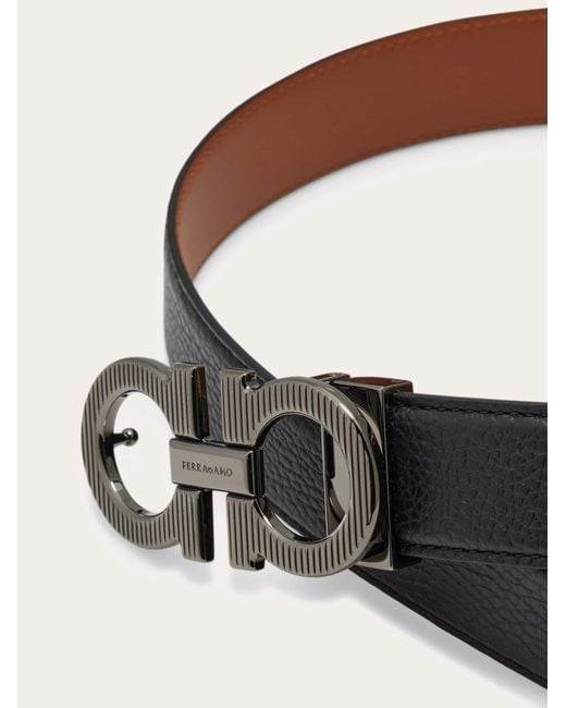 Ferragamo White Reversible And Adjustable Gancini Belt for men