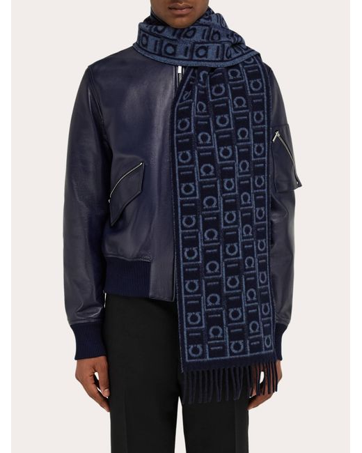 Uomo Sciarpa Monogram di Ferragamo in Blue da Uomo