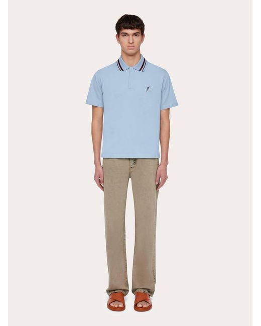 Ferragamo Herren Polohemd Aus Bio-Baumwolle in Blue für Herren