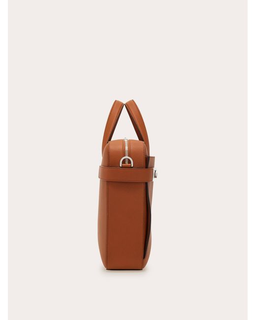 Ferragamo Brown Briefcase With Hug Buckle (M) for men