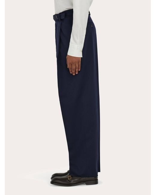 Ferragamo Blue Tailored Trousers With Button Detail for men