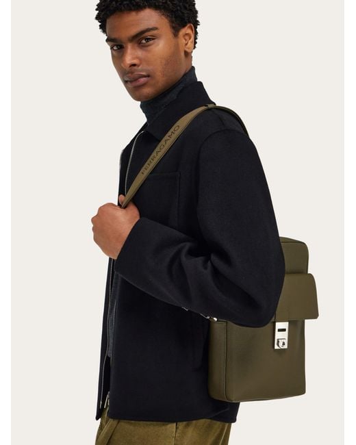 Ferragamo Green Hug Buckle Sling Bag for men