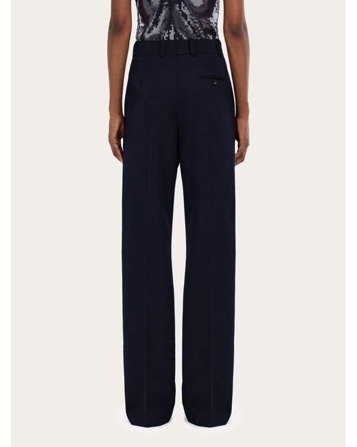 Ferragamo Blue Cashmere Blend Tailored Trouser