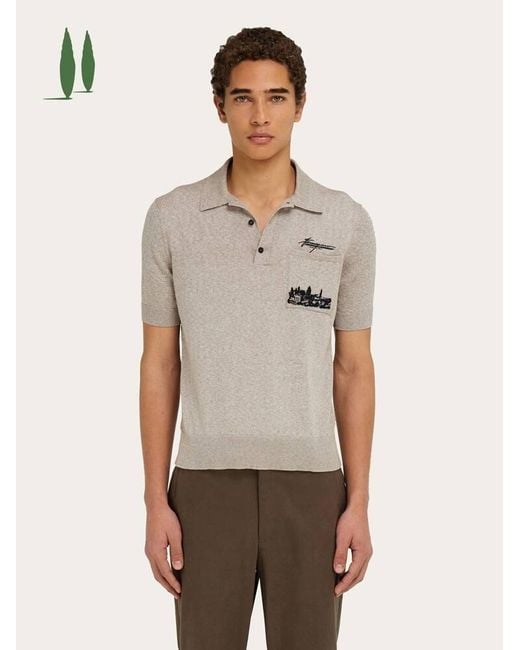 Uomo Polo Stampa Tuscany di Ferragamo in Natural da Uomo