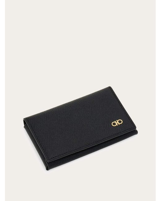 Ferragamo White Micro Gancini Credit Card Holder for men