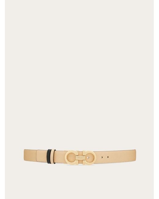 Ferragamo Natural Reversible And Adjustable Gancini Belt