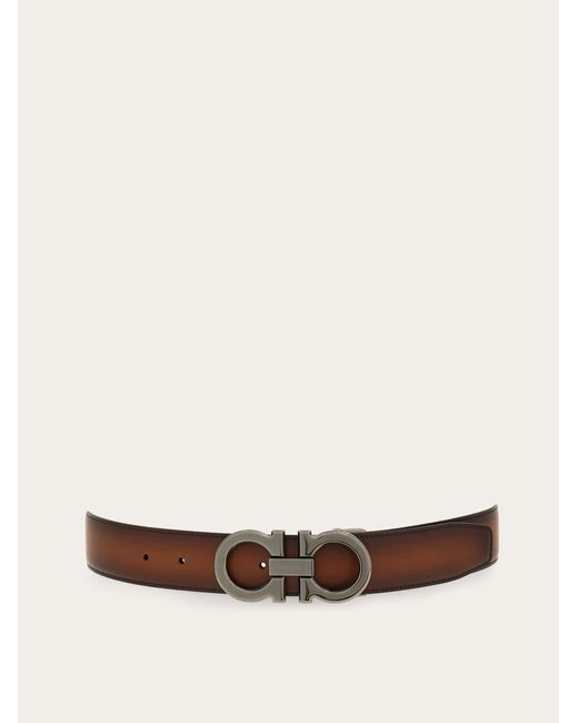 Ferragamo White Reversible And Adjustable Belt With Rectangular Buckle for men