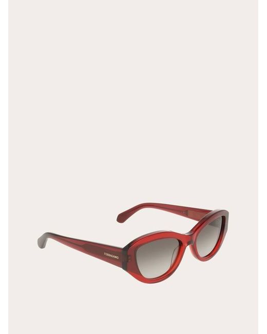 Ferragamo Red Oval Frame Sunglasses