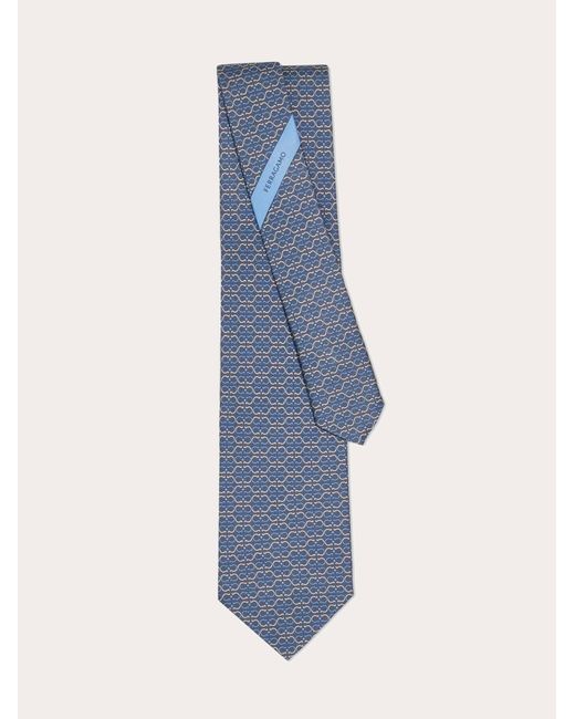 Ferragamo Blue Gancini Print Silk Tie for men