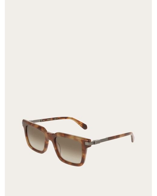 Ferragamo Natural Rectangular Frame Sunglasses for men